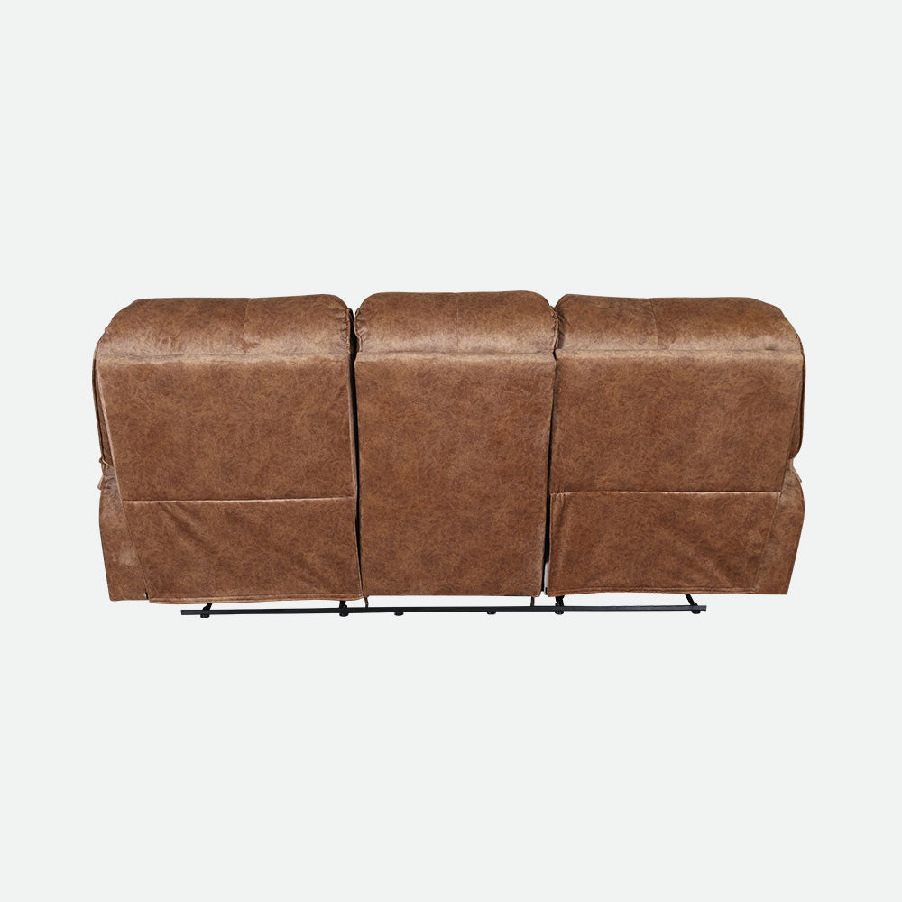 MAARK MANUAL RECLINER LEATHER SOFA SET (3+2+CONSOLE) MILKY WAY