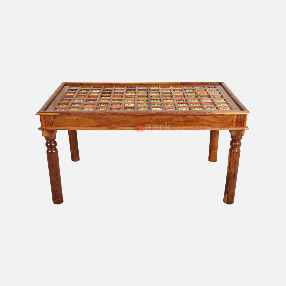 MAARK SHEESHAM WOOD 4 SEATER DINING SET (5*3) 1166 NATURAL FINISH SV