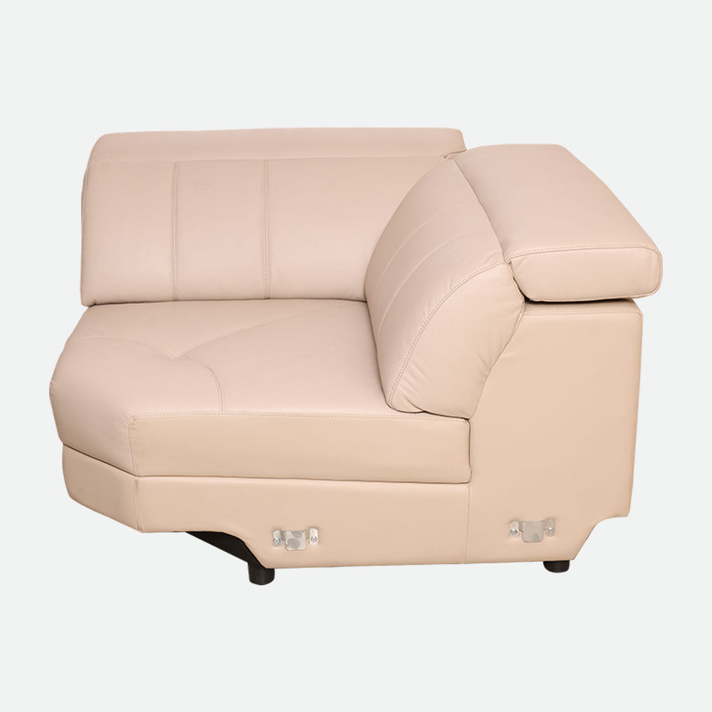 MAARK CORNER MOTORIZED RECLINER LEATHER SOFA 5 SEATER FJ345-663B CREAM WHITE COLOUR HT