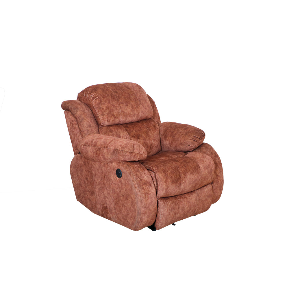MAARK MOTORIZED RECLINER FABRIC SOFA SET (3+1R+1R) BROWN COLOUR