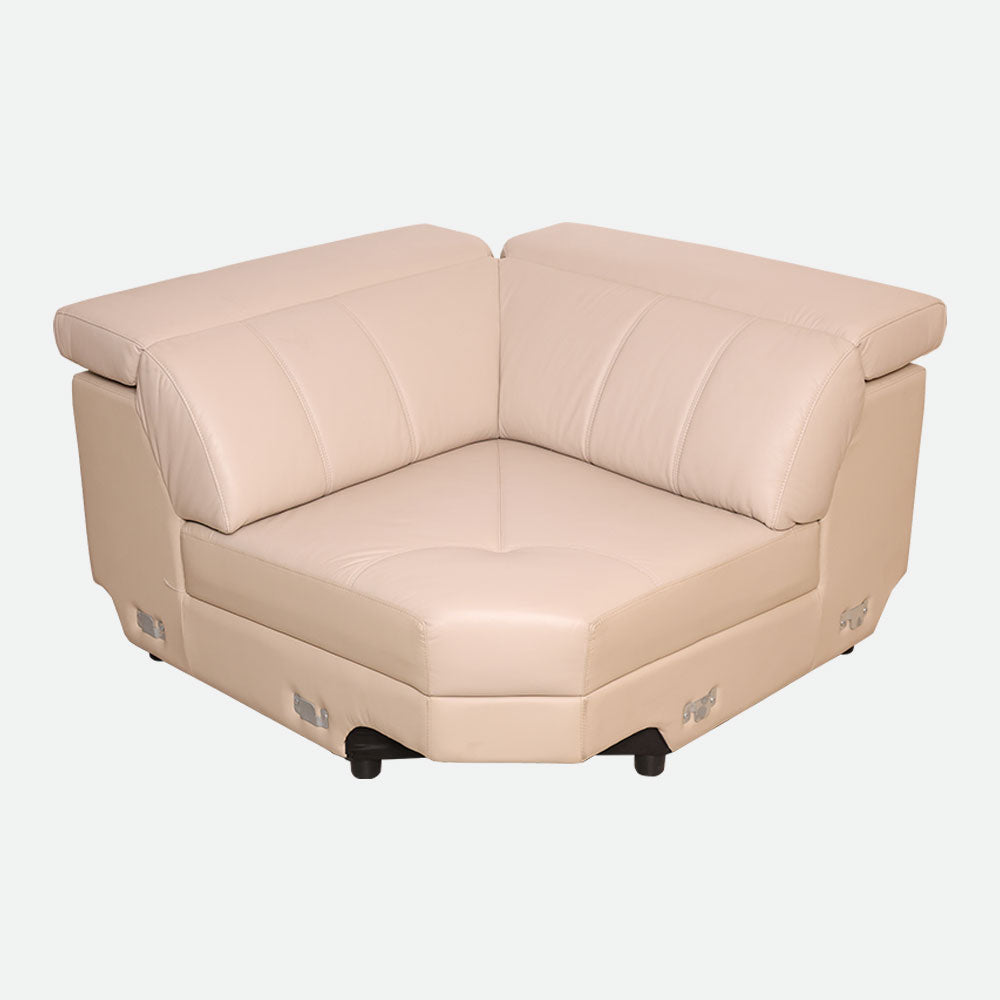 MAARK CORNER MOTORIZED RECLINER LEATHER SOFA 5 SEATER FJ345-663B CREAM WHITE COLOUR HT