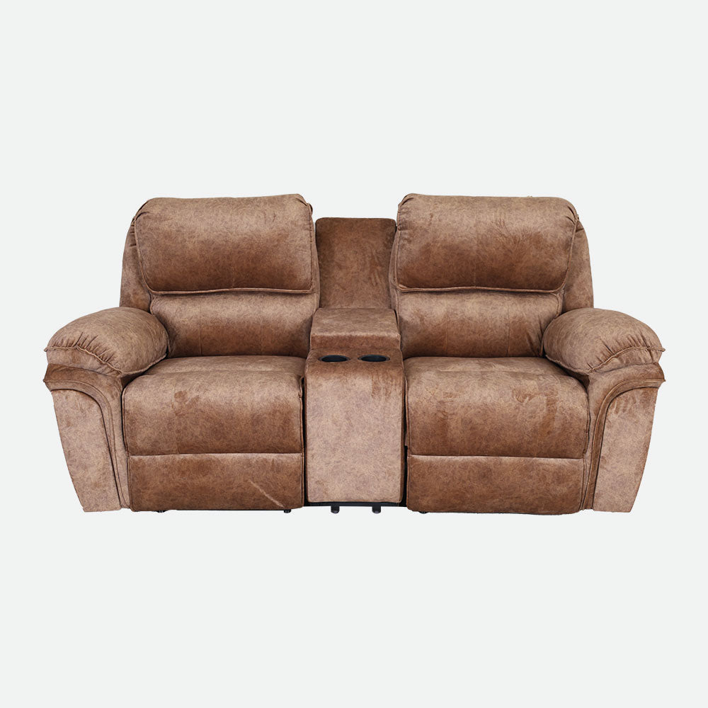 MAARK MANUAL RECLINER LEATHER SOFA SET (3+2+CONSOLE) MILKY WAY