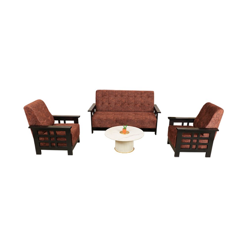 MAARK WOODEN SOFA SET (3+1+1) DELHI WALNUT COLOUR