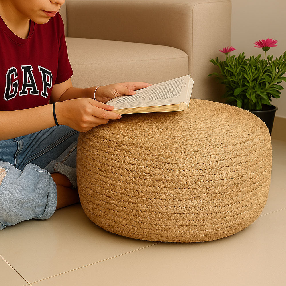 MAARK ROUND JUTE POUF BEIGE 60*60*30_WH01-HO