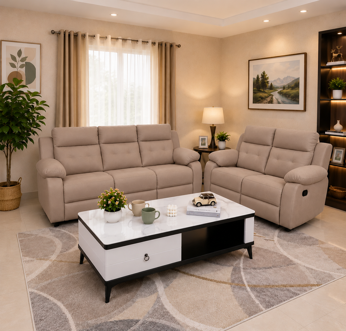 MAARK MANUAL RECLINER FABRIC SOFA SET (3+2R) GALAXY