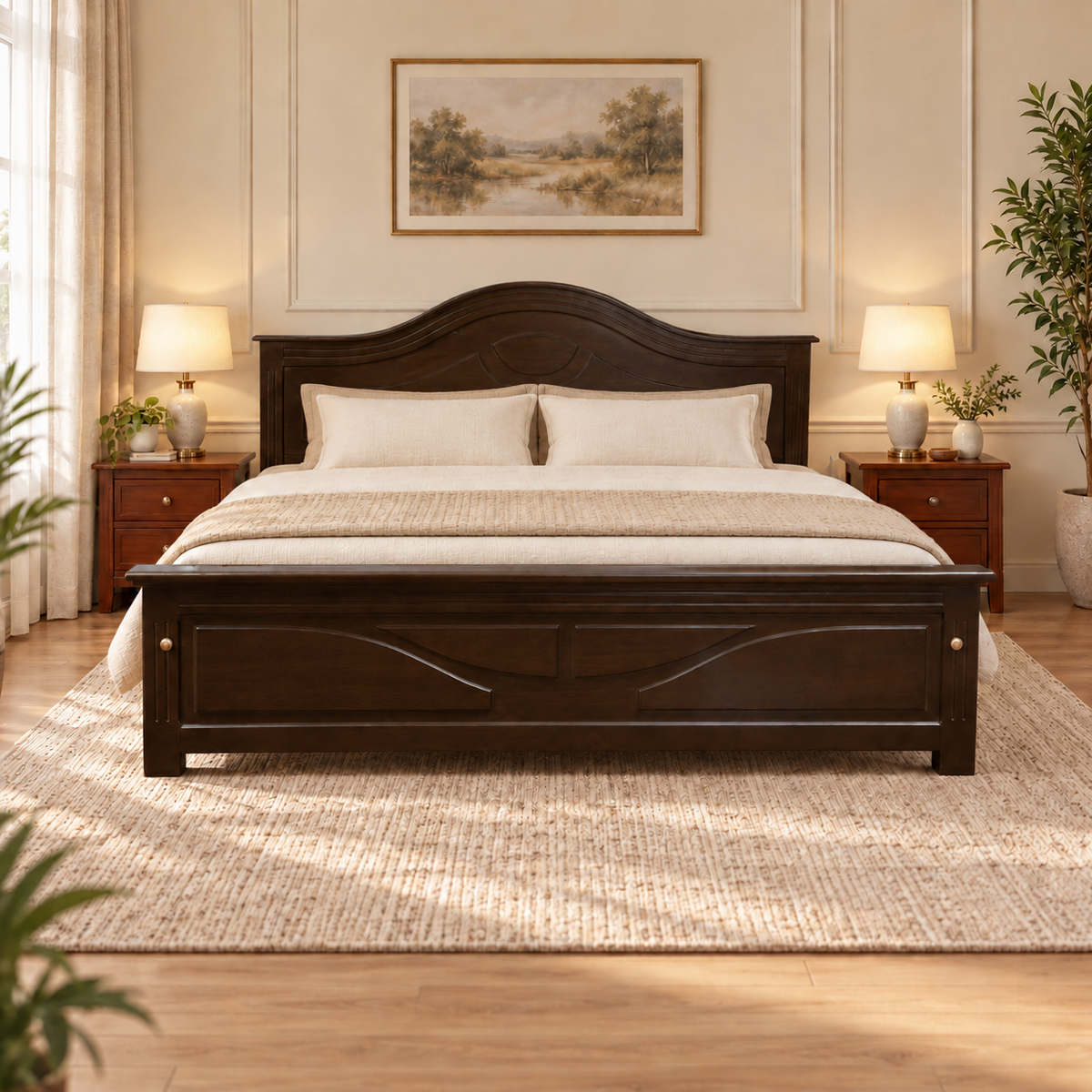 MAARK KING SIZE BED GD ARCH TEAK COLOUR