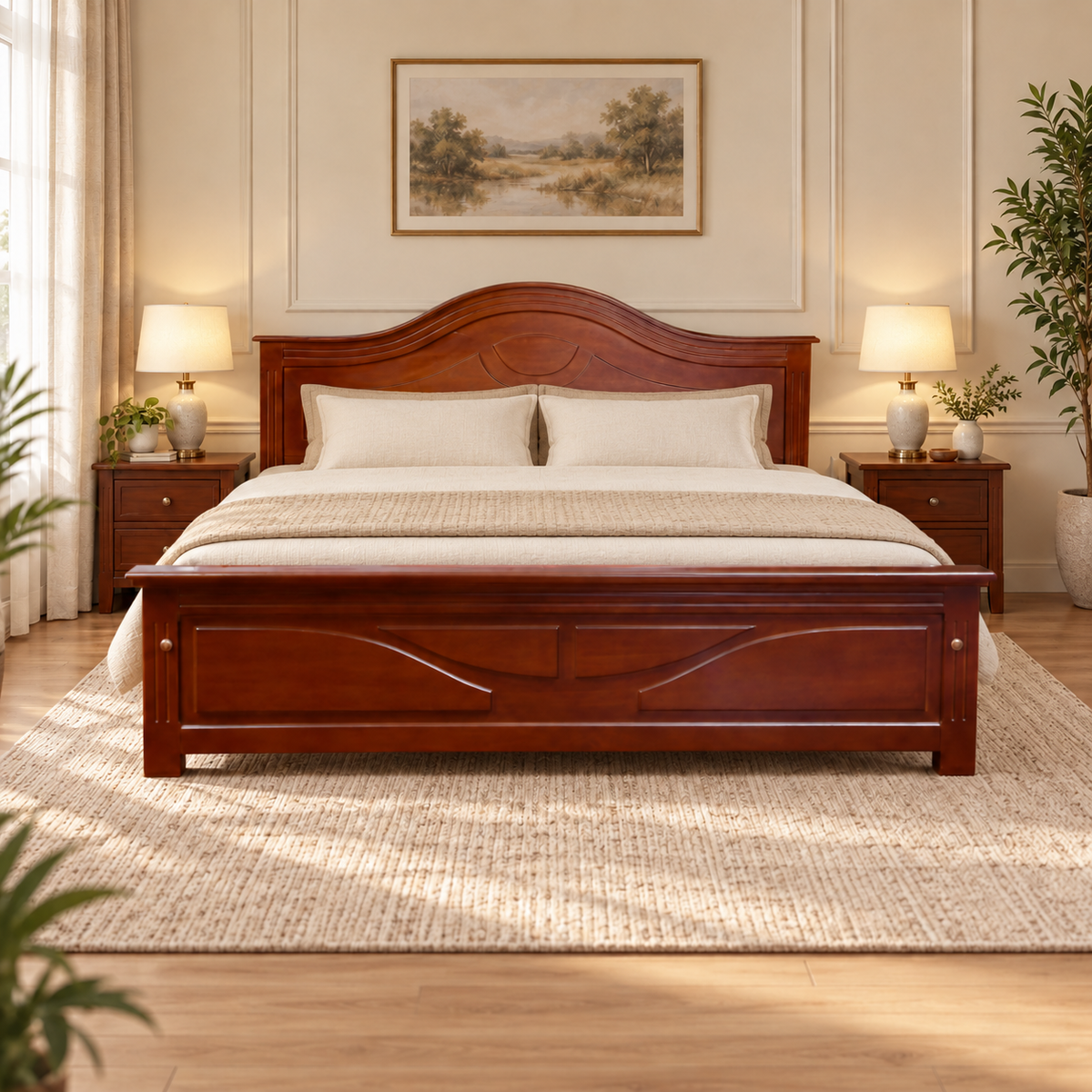 MAARK KING SIZE BED GD ARCH TEAK COLOUR