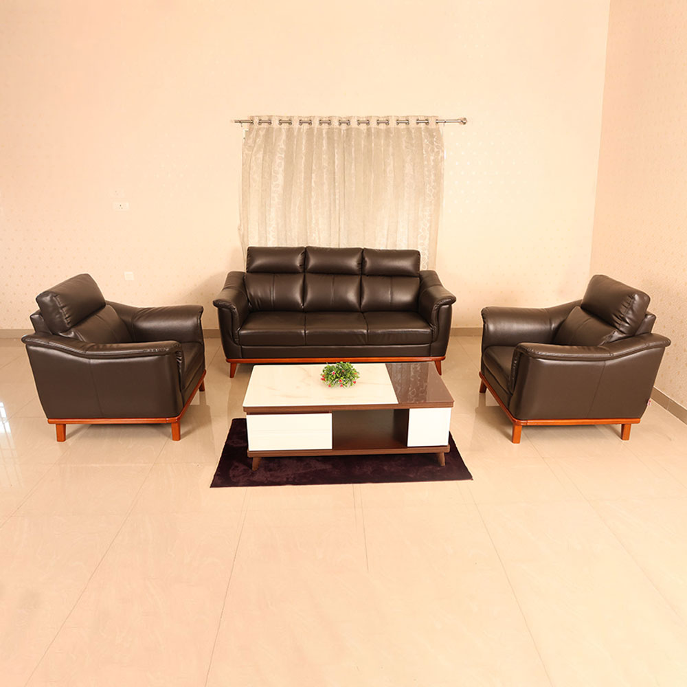 MAARK LEATHERETTE SOFA SET (3+1+1) CERMAI MAROON COLOUR HT