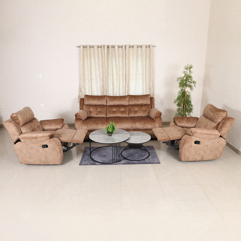 MAARK MANUAL RECLINER FABRIC SOFA SET (3+1R+1R) GALAXY