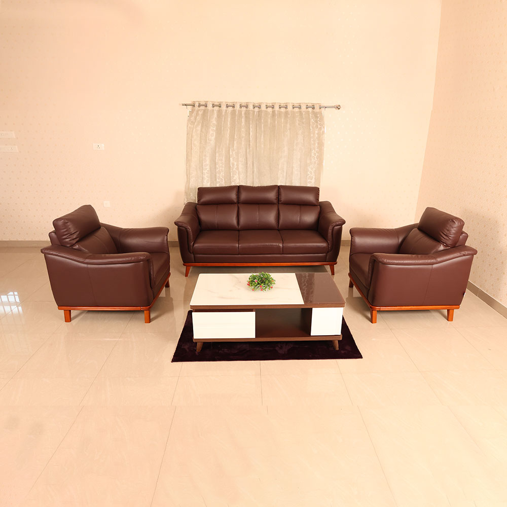 MAARK LEATHERETTE SOFA SET (3+1+1) CERMAI CHARCOAL COLOUR HT