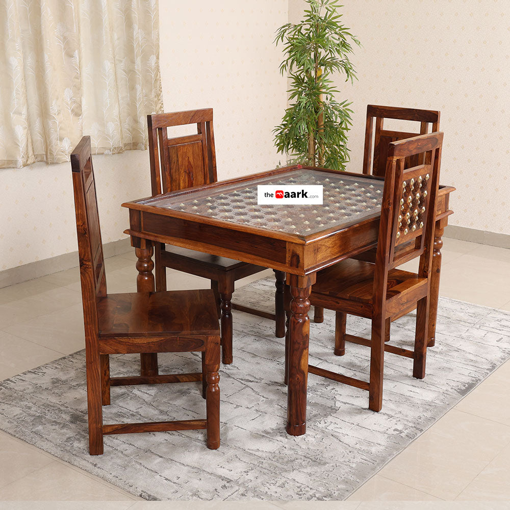 MAARK SHEESHAM WOOD 4 SEATER DINING SET (4*3) 1103 NATURAL FINISH SV
