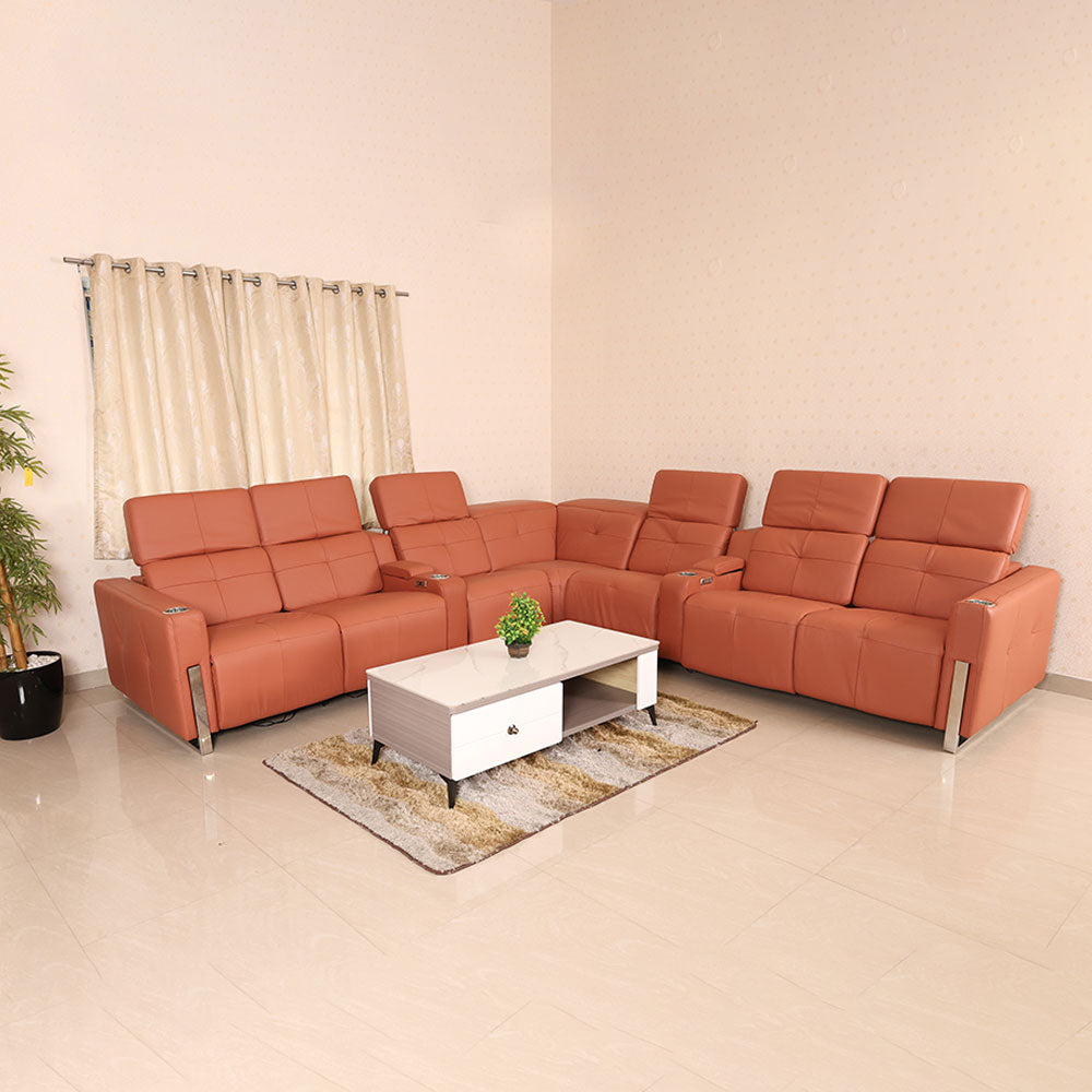 MAARK MOTORIZED LEATHER CORNER SOFA (2+CONS+1+C+1+CONS+2) GALAXY