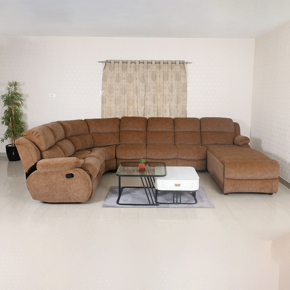 MAARK CORNER MANUAL RECLINER FABRIC SOFA 5 SEATER WITH DIWAN F211