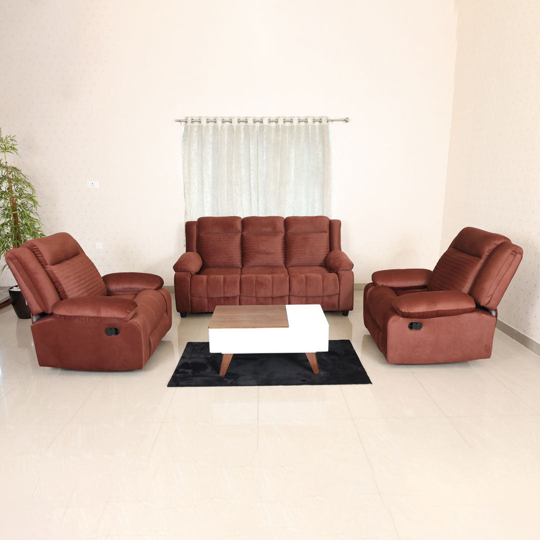 MAARK MANUAL RECLINER FABRIC SOFA SET (3+1R+1R) WAVE
