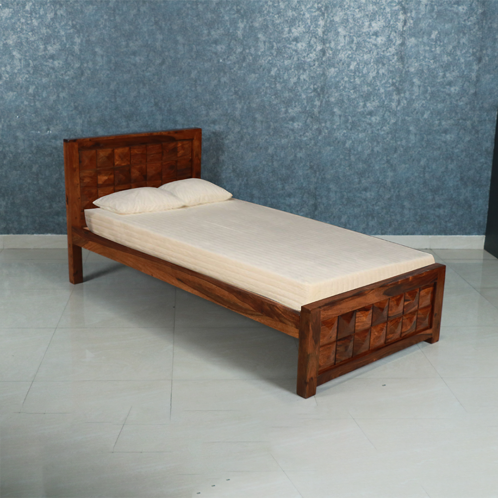 MAARK SHEESHAM WOOD SINGLE BED (3*6) 3056 NATURAL FINISH SV