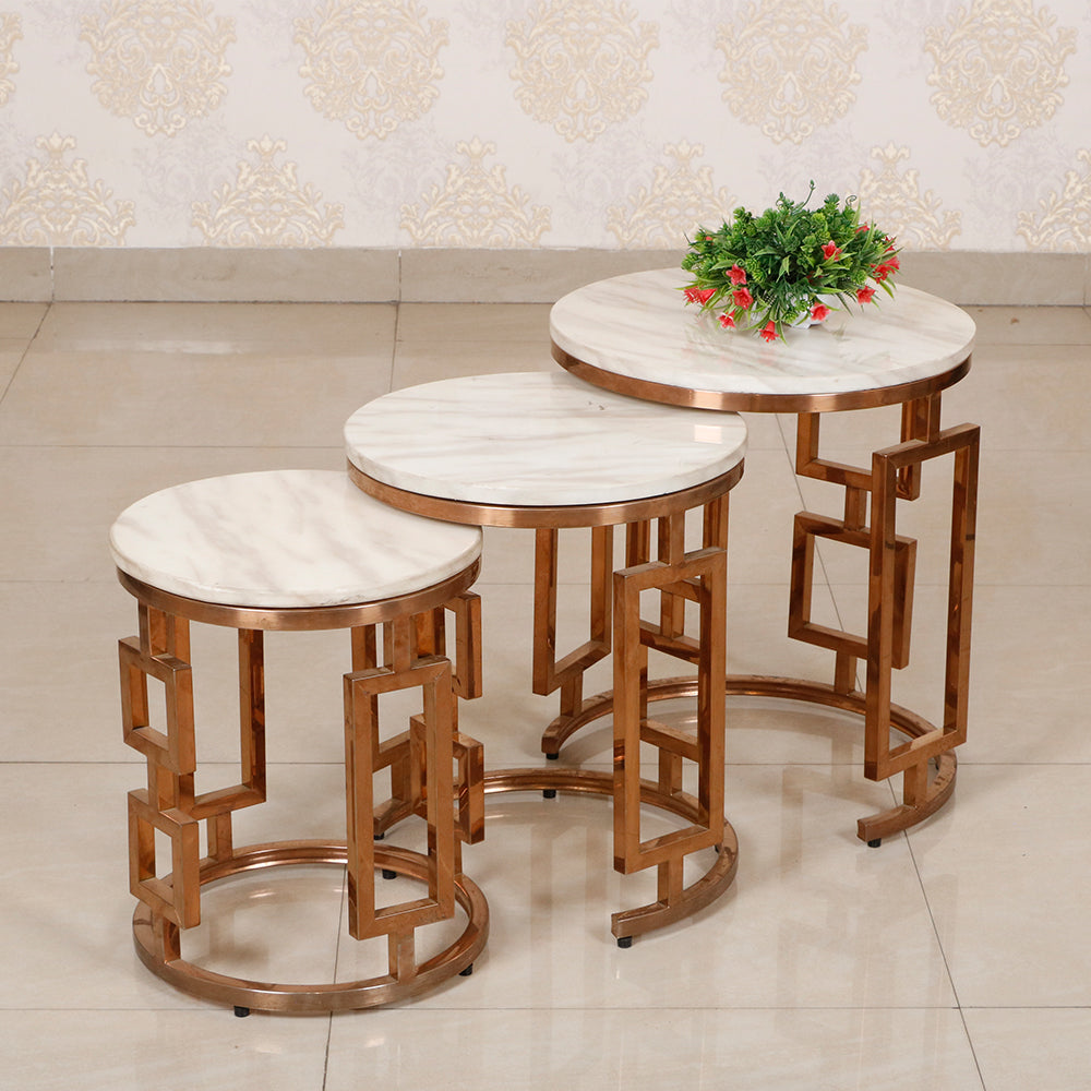 MAARK MARBLE TOP COFFEE TABLE SET CTM-QS-06 HT
