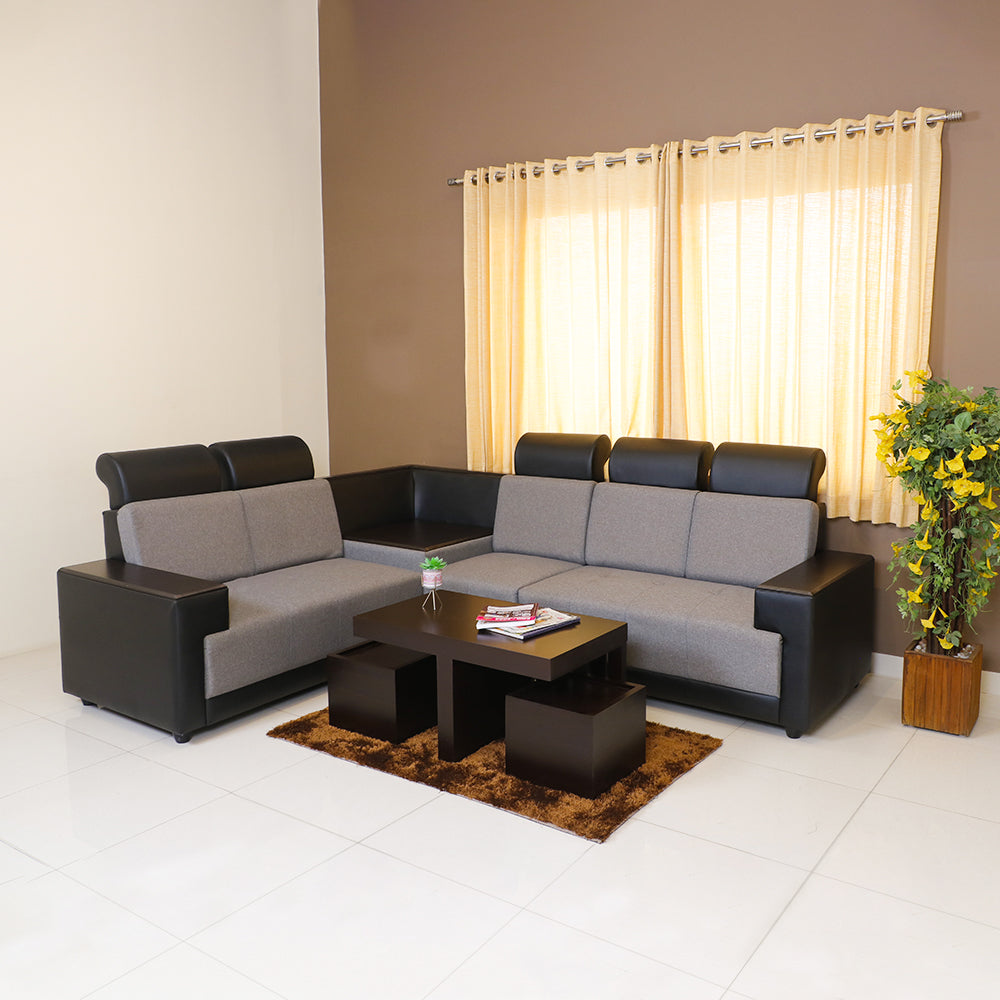 Maark Fabric Corner Sofa 5 Seater Indroyal Gray Colour Online India - The Maark Trendz Coimbatore