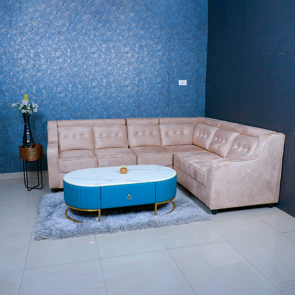 Maark Fabric Corner Sofa 5 Seater Classic Half White Colour Online India - The Maark Trendz Coimbatore