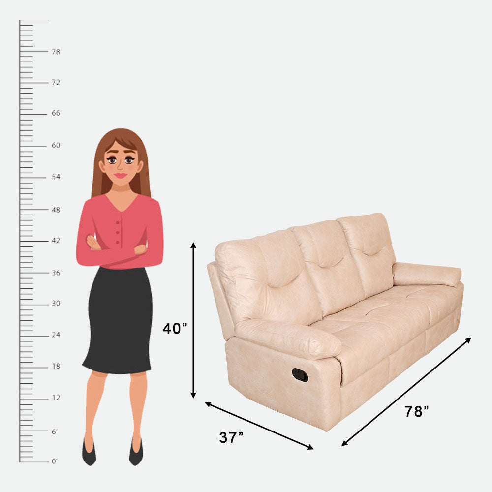 MAARK MANUAL RECLINER FABRIC SOFA SET (3R+1R+1R) S0123 WHITE COLOUR HT