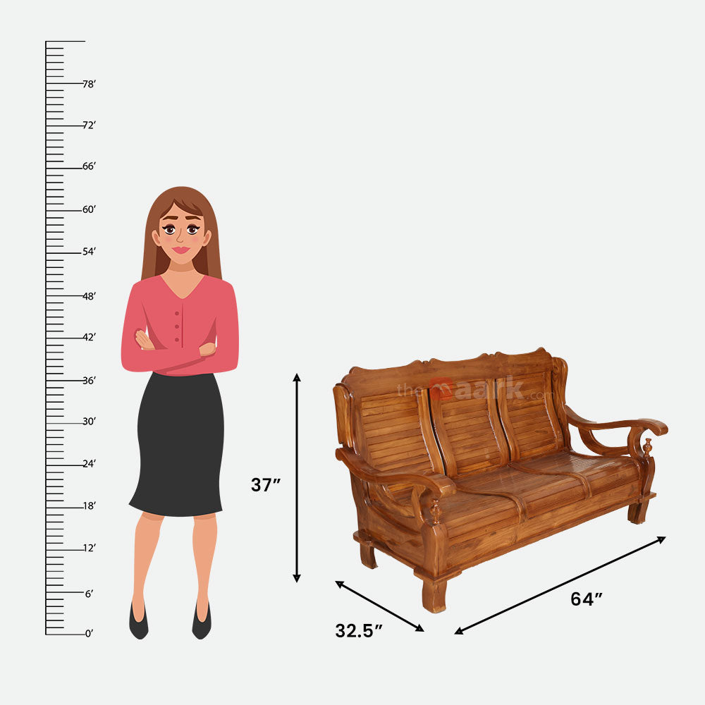 MAARK WOODEN SOFA SET (3+1+1) S-43-DRG WCF