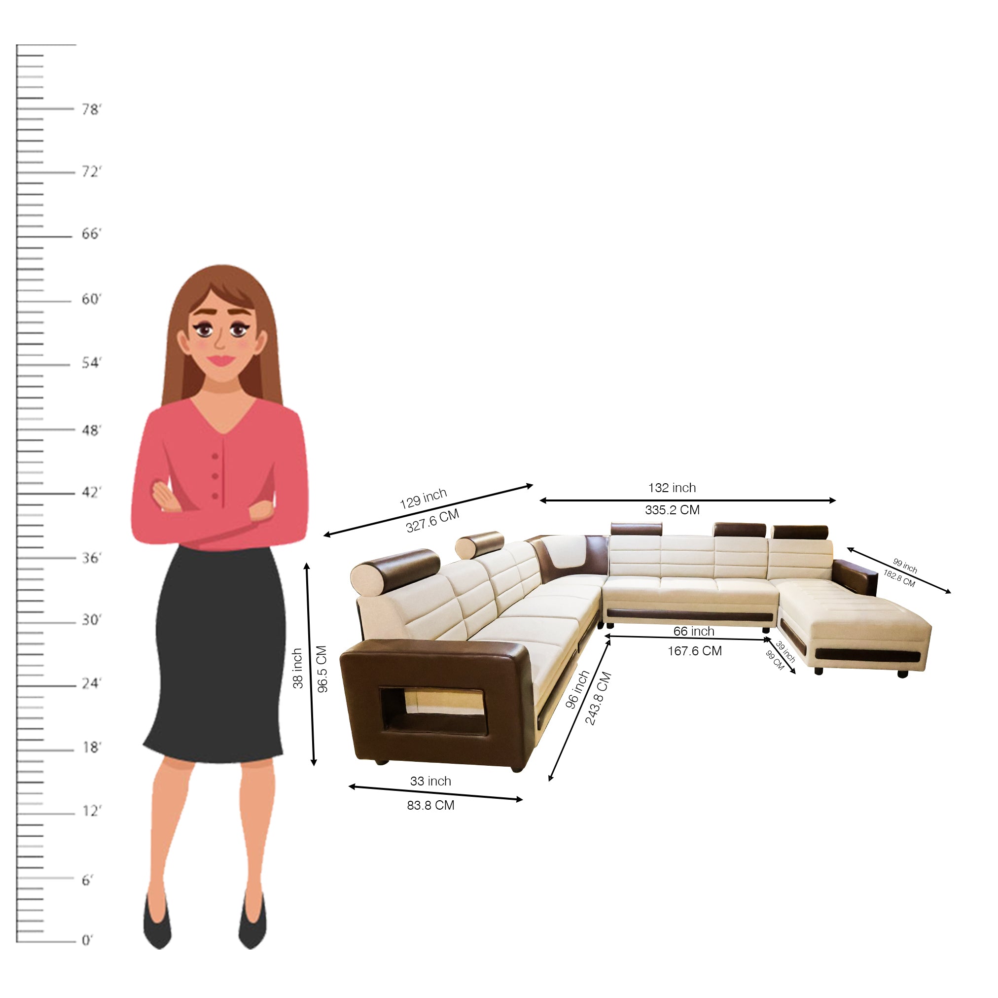 MAARK U SHAPE FABRIC CORNER SOFA 12 SEATER MAGNA