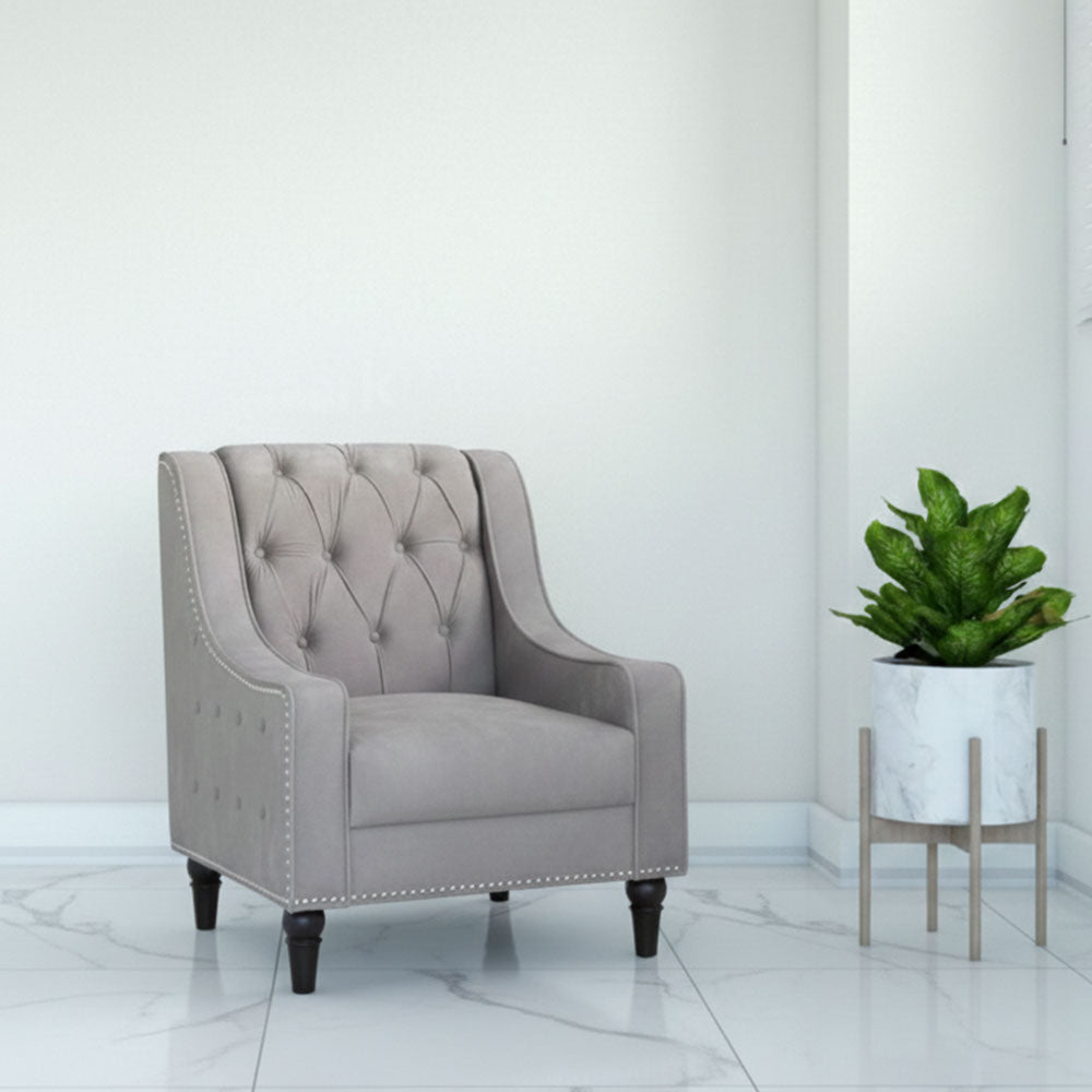 MAARK FABRIC SINGLE SEATER SOFA PANBU HALF WHITE COLOUR