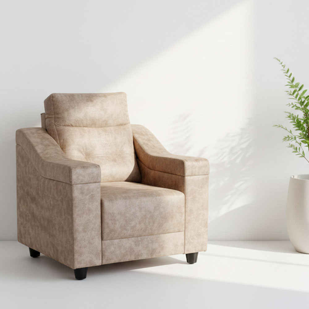 MAARK FABRIC SINGLE SEATER SOFA PLATINA HALF WHITE COLOUR