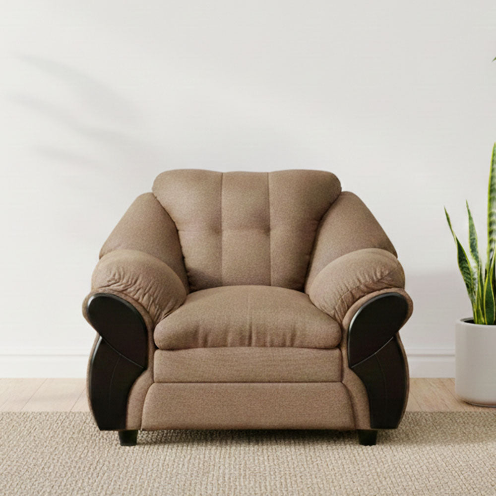 MAARK FABRIC SINGLE SEATER SOFA ROMANTIC BROWN COLOUR