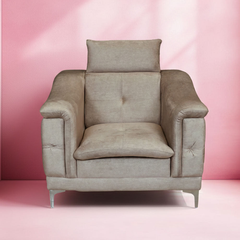 MAARK FABRIC SINGLE SEATER SOFA ROYAL HALF WHITE COLOUR