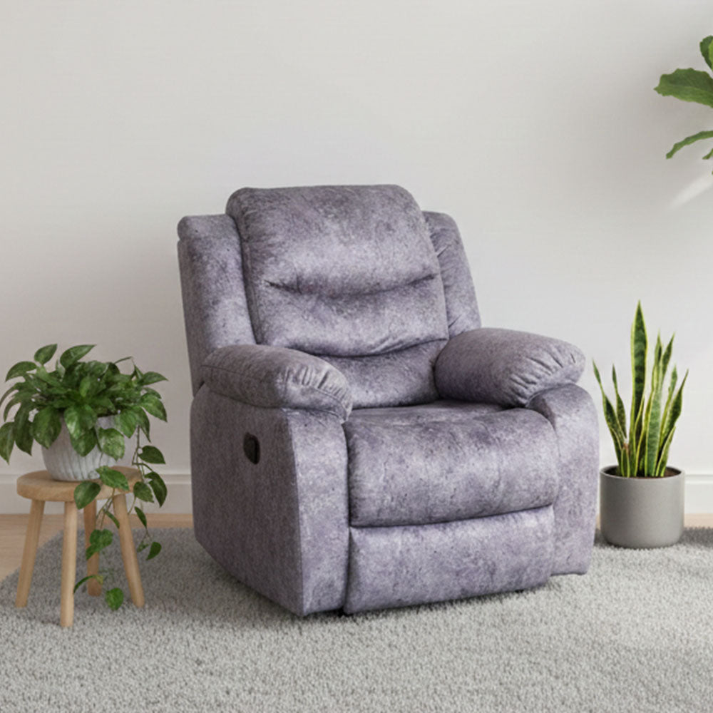MAARK MANUAL RECLINER FABRIC SOFA SINGLE SEATER MAGILCHI GRAY COLOUR