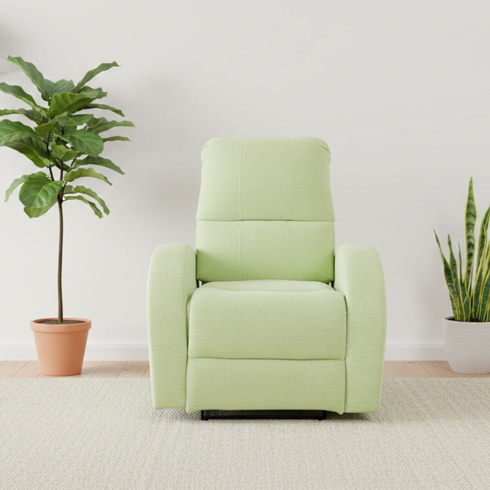 MAARK MANUAL RECLINER FABRIC SOFA SINGLE SEATER ROCKER GREEN COLOUR
