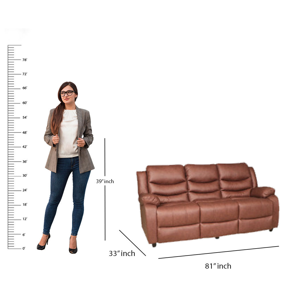 MAARK MANUAL RECLINER FABRIC SOFA SET (3+1R+1R) MAGILCHI BROWN COLOUR