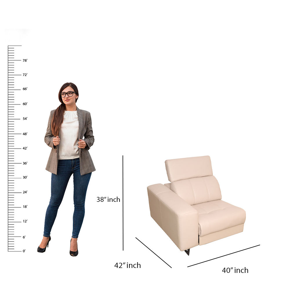 MAARK CORNER MOTORIZED RECLINER LEATHER SOFA 5 SEATER FJ345-663B CREAM WHITE COLOUR HT