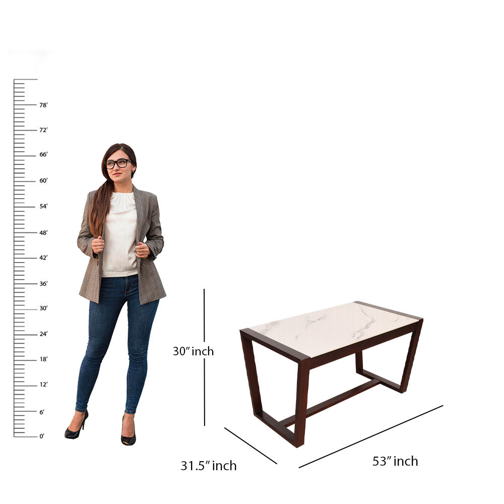 MAARK MARBLE TOP 4 SEATER DINING SET 4.75*3 (1+2+BENCH) WILLOW TT
