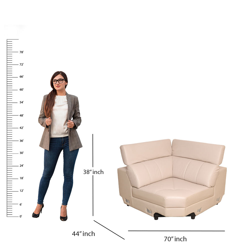 MAARK CORNER MOTORIZED RECLINER LEATHER SOFA 5 SEATER FJ345-663B CREAM WHITE COLOUR HT