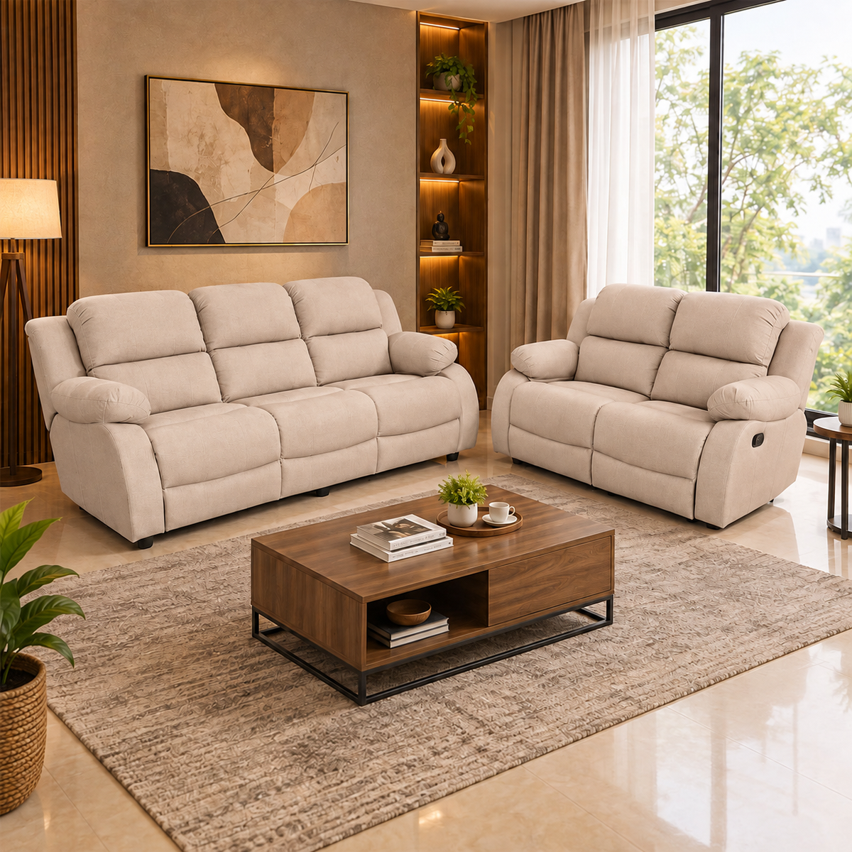 MAARK MANUAL RECLINER FABRIC SOFA SET (3+2R) F211