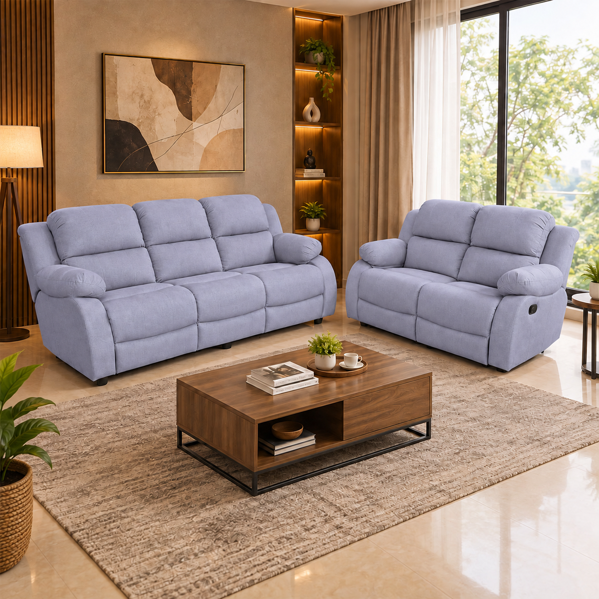 MAARK MANUAL RECLINER FABRIC SOFA SET (3+2R) F211