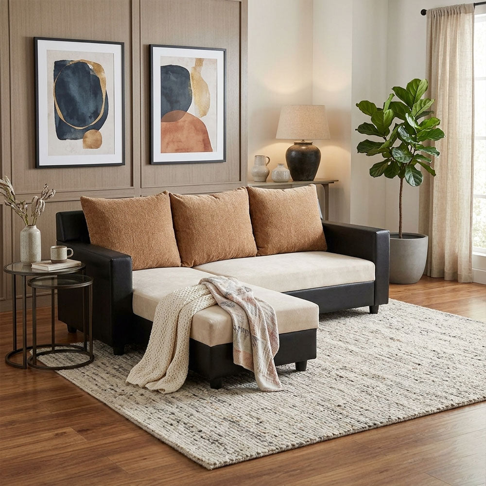 Maark Fabric Sofa Set (2+Diwan) Verna Half White Colour Online India - The Maark Trendz Coimbatore