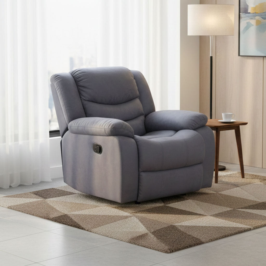 MAARK MANUAL RECLINER FABRIC SOFA SINGLE SEATER 1840 GRAY COLOUR HT