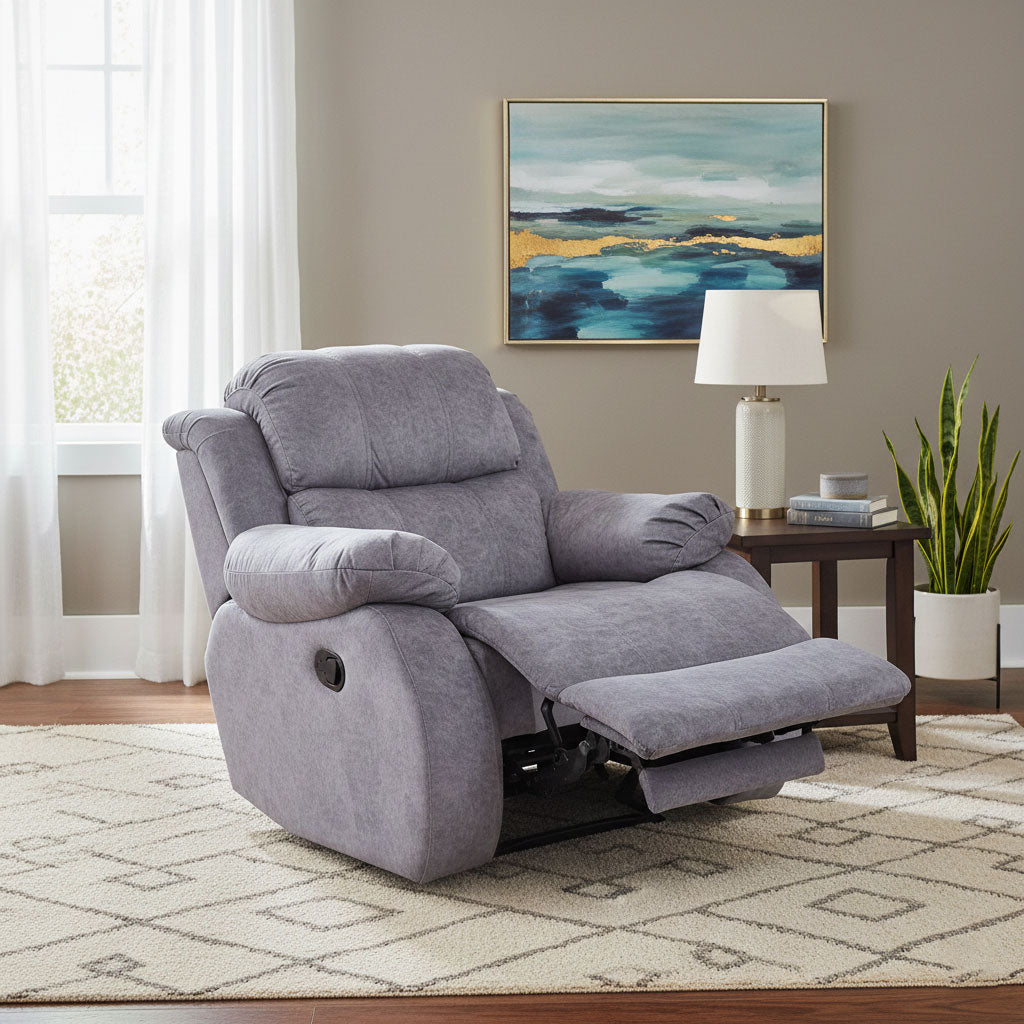 MAARK MANUAL RECLINER FABRIC SOFA SINGLE SEATER F211 GRAY COLOUR