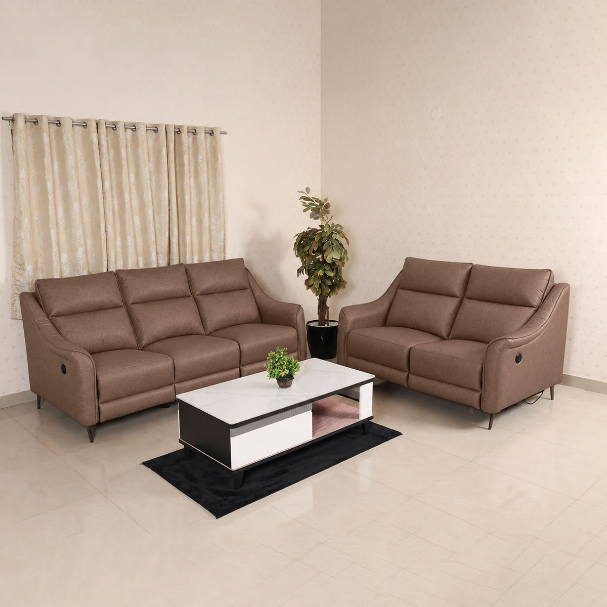 MAARK MOTORIZED RECLINER LEATHERETTE SOFA SET (3R+2R) RAFELE