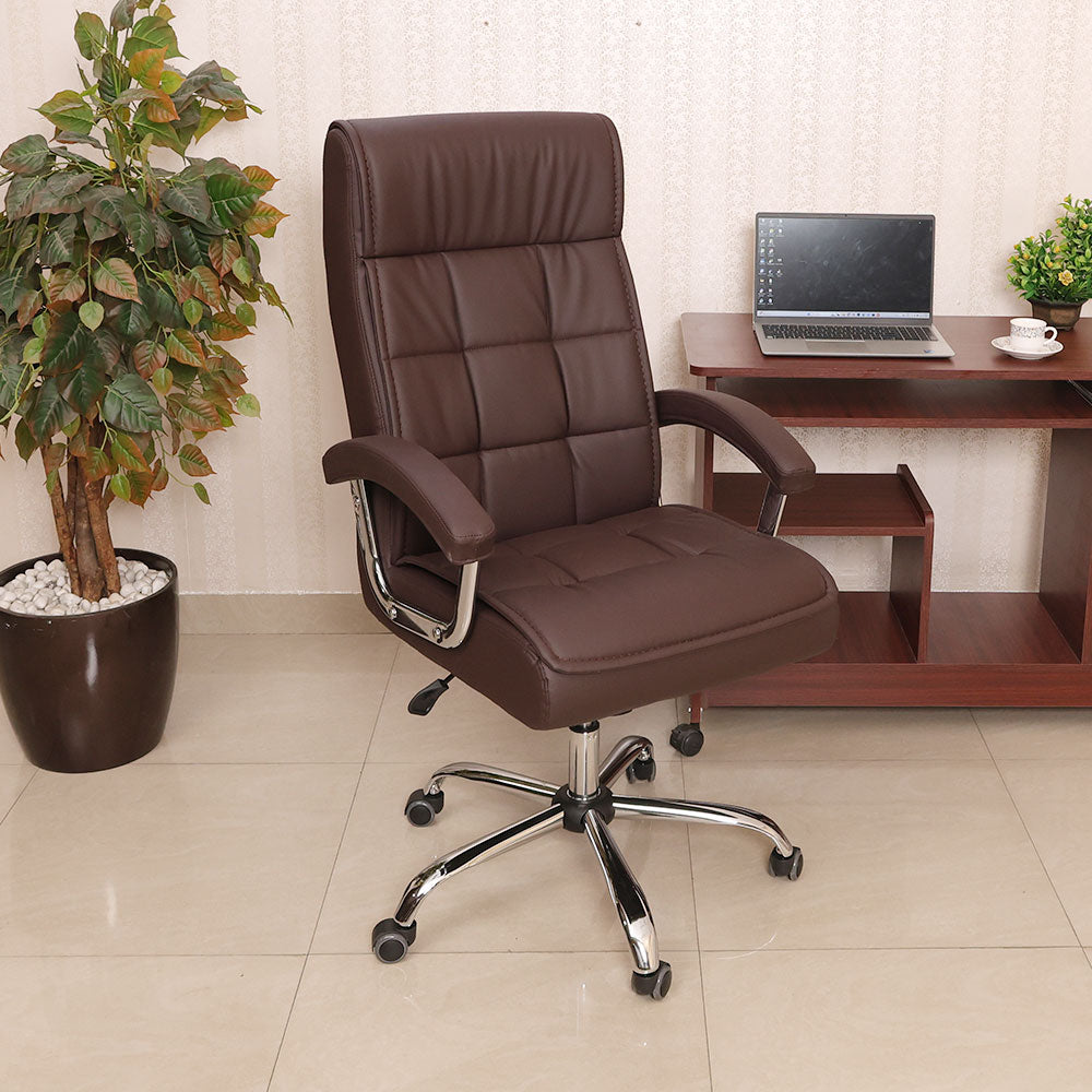 MAARK HIGH BACK OFFICE CHAIR XH - 9261 BROWN COLOUR SS