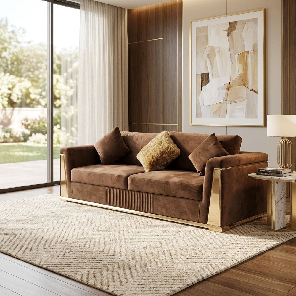 MAARK FABRIC THREE SEATER SOFA DELUXE HT