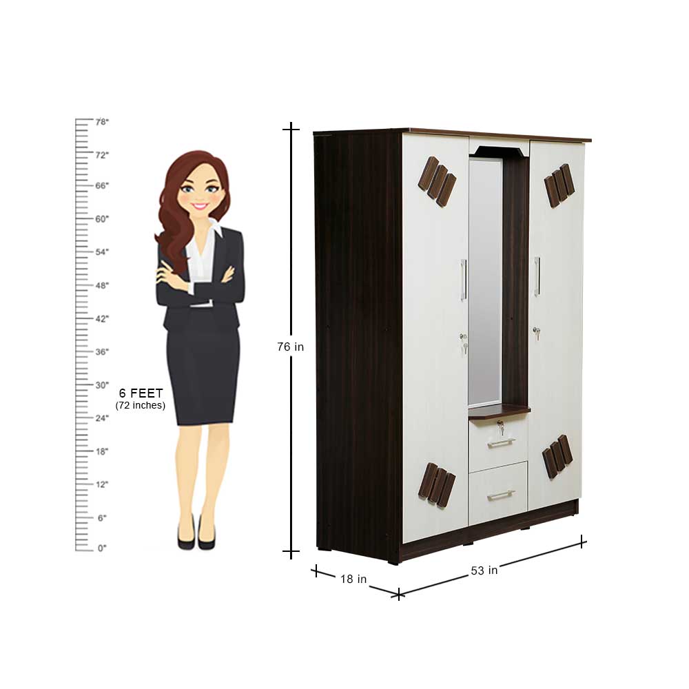 MAARK 3 DOOR WARDROBE TF WITH DRESSER