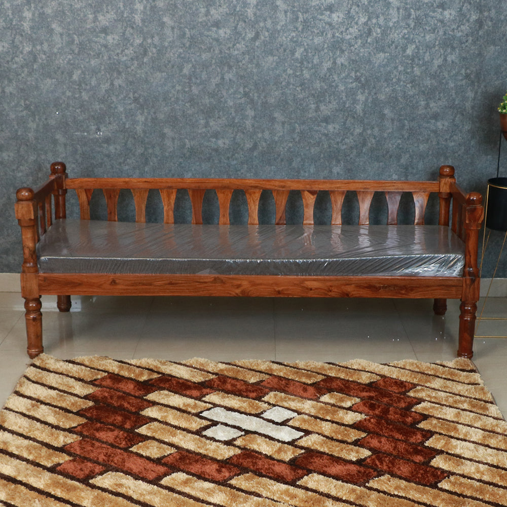 MAARK SHEESHAM WOOD DIWAN WITH CUSHION 4021 NATURAL FINISH SV