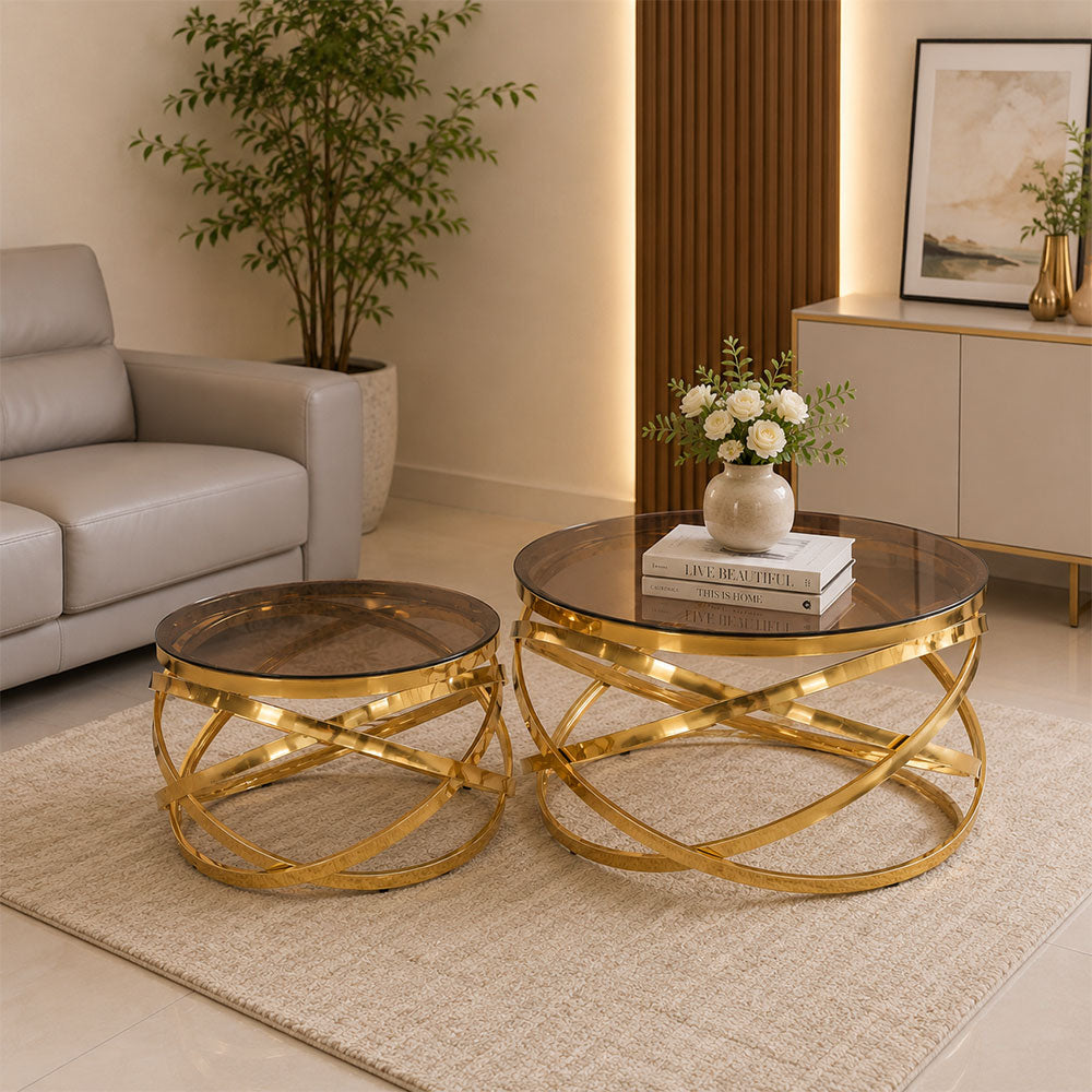 MAARK MARBLE TOP COFFEE TABLE SET CJ-09