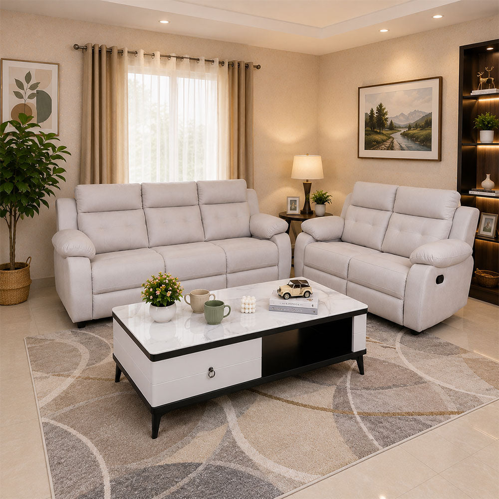 MAARK MANUAL RECLINER FABRIC SOFA SET (3+2R) GALAXY