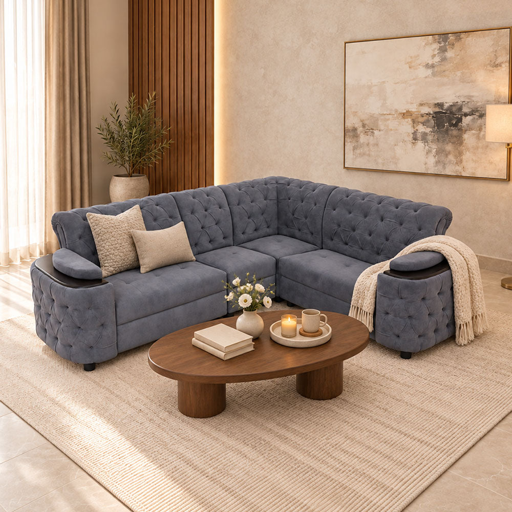 MAARK FABRIC CORNER SOFA 5 SEATER BMW
