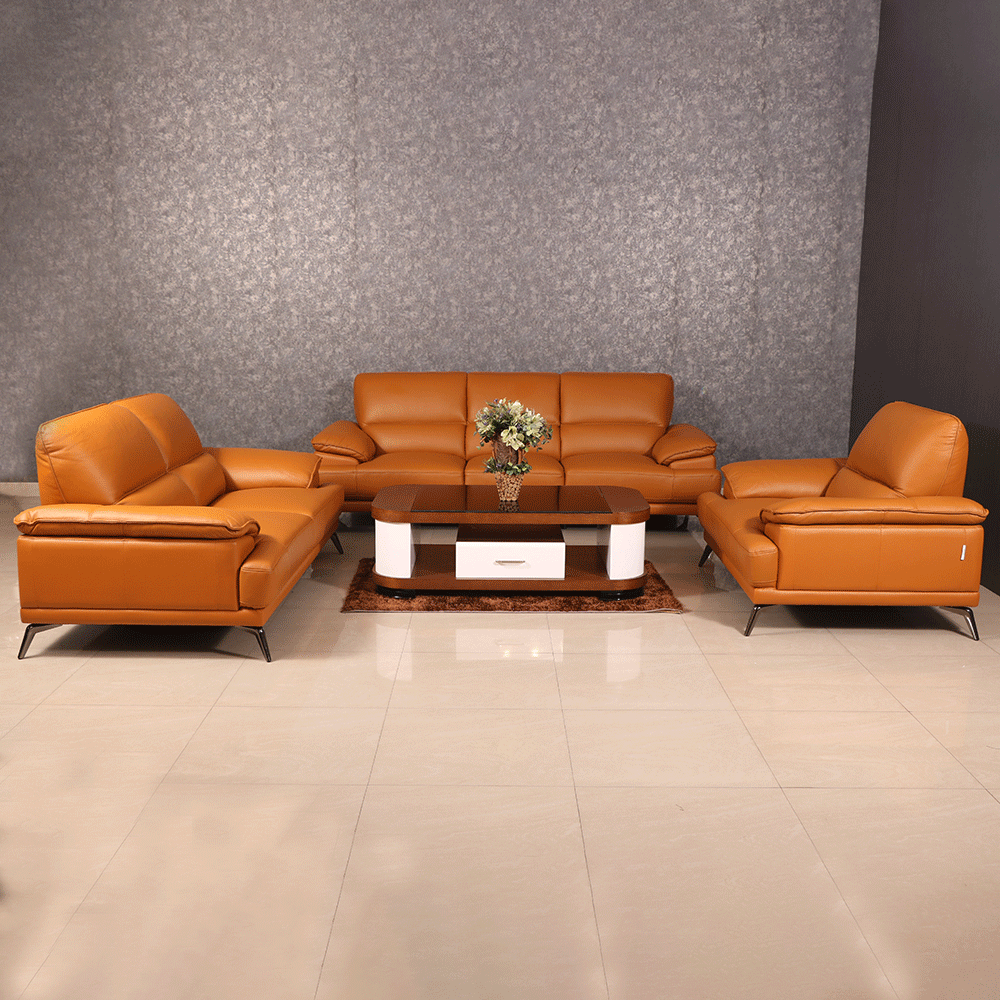 Maark Leather Sofa Set (3+2+1) 5013 Tan Colour Ht Online India - The Maark Trendz Coimbatore