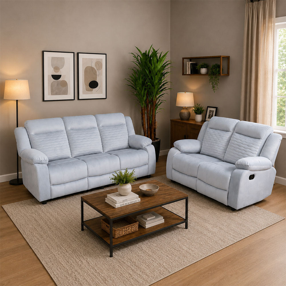 MAARK MANUAL RECLINER FABRIC SOFA SET (3+2R ) WAVE